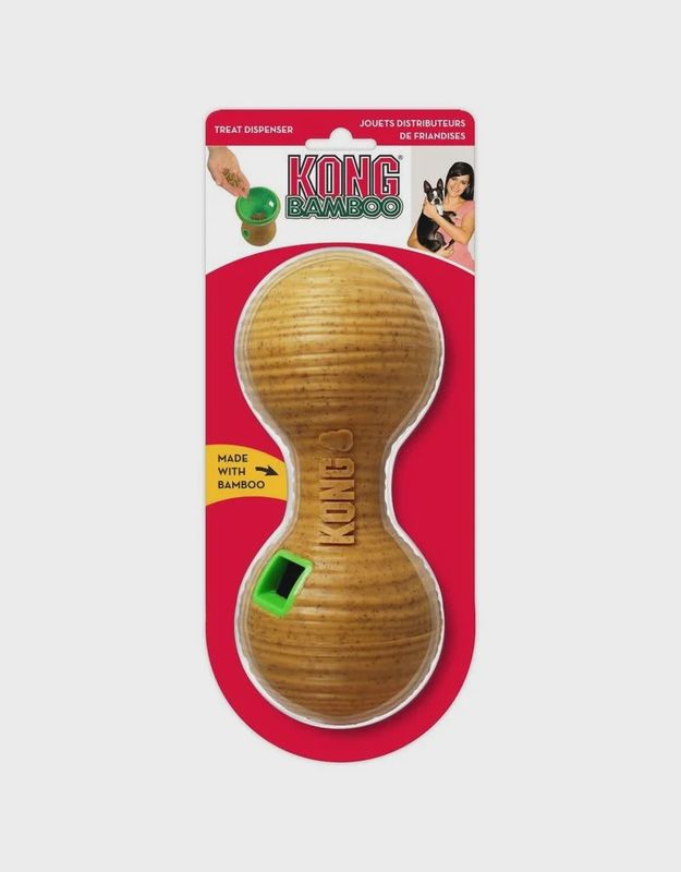 Kong Bamboo Treat Dispenser Dumbbell Dog Toy Medium