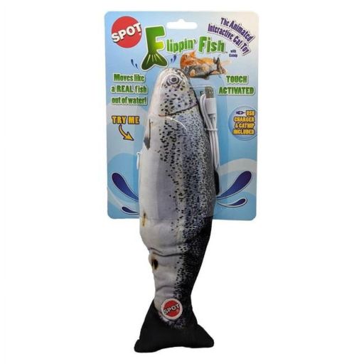 Spot 11.5 in. Flipping Fish Interactive Cat Toy  Multi Color