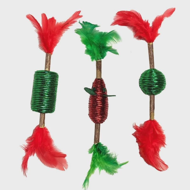 Spot Holiday Assorted Silver Vine Stick/Cord Cat Toy, 10 in