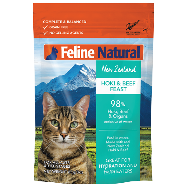 Feline Natural™ Hoki &amp; Beef Feast Pouch Wet Cat Food 1 x 3 oz