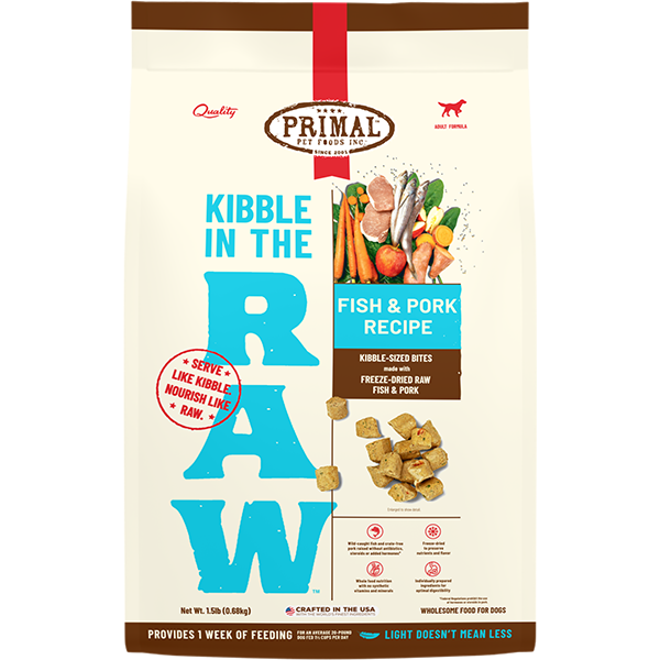 Primal Kibble In The Raw Fish &amp; Pork Recipe Dog 1.5lb