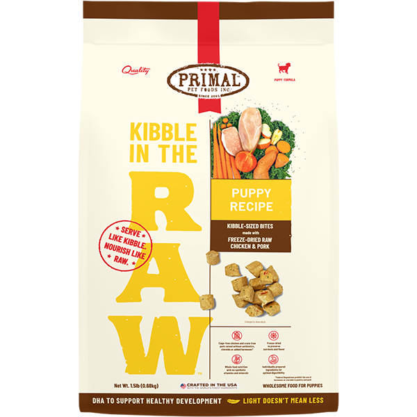 Primal Kibble In The Raw Puppy Chicken &amp; Pork Recipe Dog 1.5lb