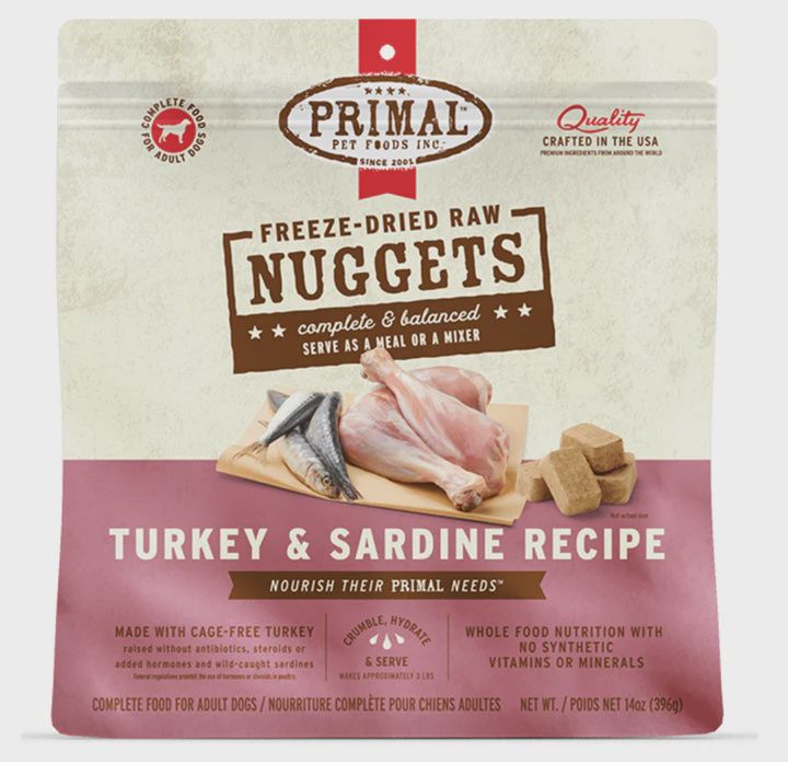 Primal Freeze Dried Turkey And Sardine Nuggets Dog 14oz