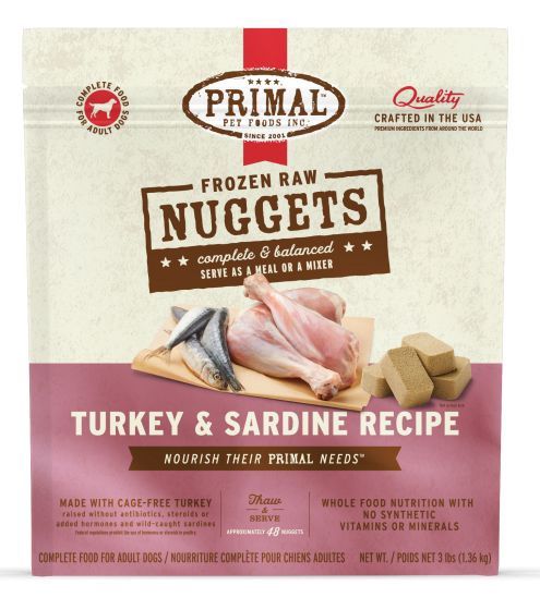 Primal Frozen Turkey And Sardine Nuggets Dog 3lb