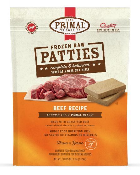 Primal Frozen Beef Patties Dog 6lb