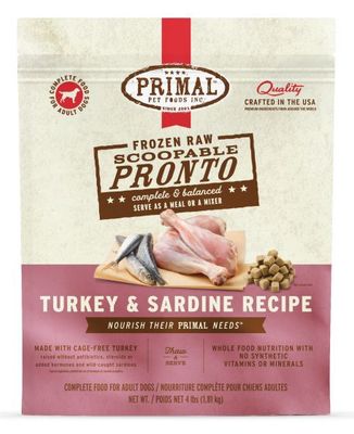 Primal Frozen Pronto Turkey And Sardine Dog 4lb
