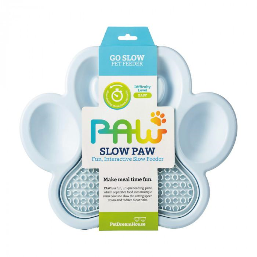PetDreamHouse PAW 2-in-1 Pet Slow Feeder &amp; Lick Pad, Baby Blue, Large