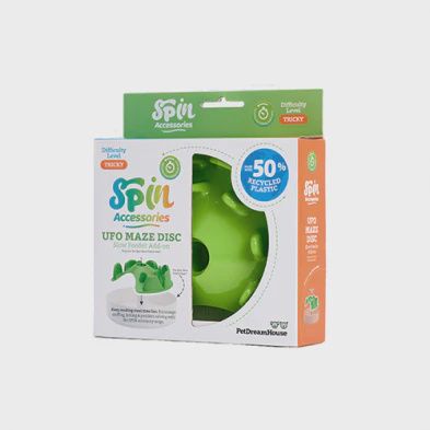 PETDREAMHOUSE SPIN INTERACTIVE SLOW FEEDER ACCESSORIES UFO MAZE GREEN