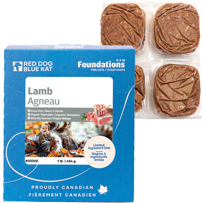 RED DOG BLUE KAT Foundations Raw Lamb Recipe Frozen Cat Food 1 x 4 x 0.25 lb