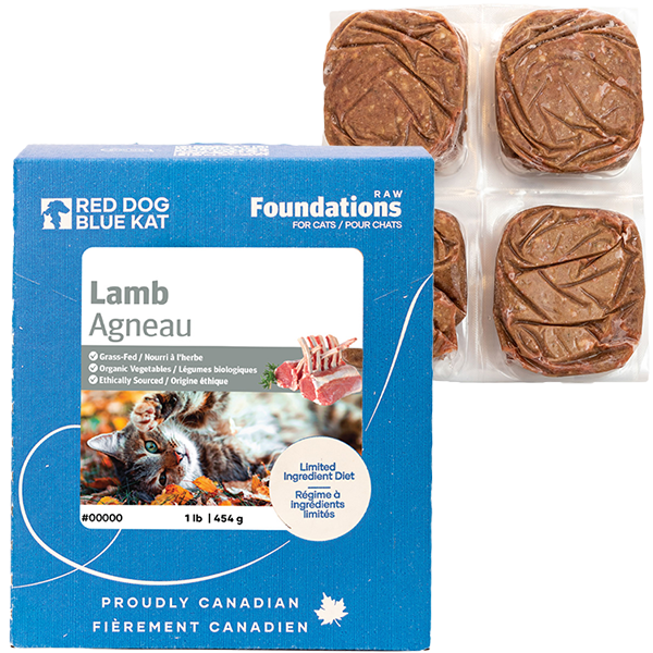 RED DOG BLUE KAT Foundations Raw Lamb Recipe Frozen Cat Food 1 x 4 x 0.25 lb