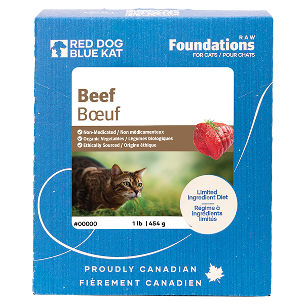 RED DOG BLUE KAT Foundations Raw Beef Recipe Frozen Cat Food 1 x 1 lb