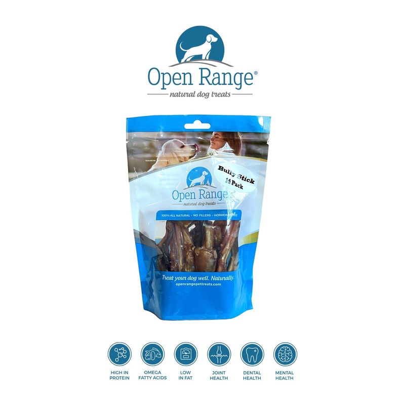 Open Range Bully Stick Ends Dog 1x14pc 46in