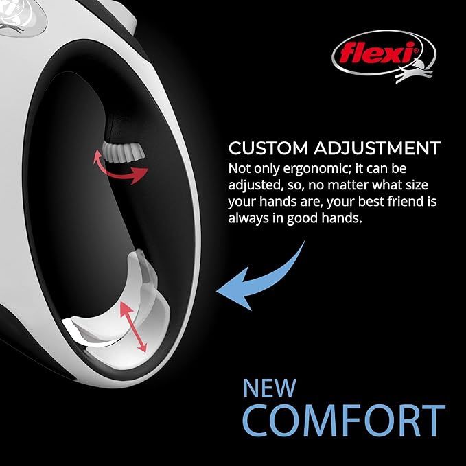 flexi New Comfort Large Retractable Dog Leash Tape 16'/5m, black