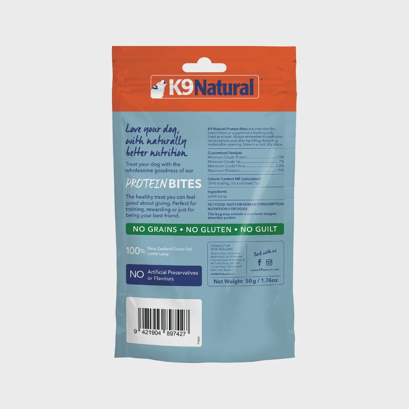 K9 Natural™ Lamb Lung Protein Bites Dog Treat 50 gm