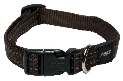 Rogz Utility Medium 5/8&quot; Snake Side-Release Reflective Dog Collar, Chocolate