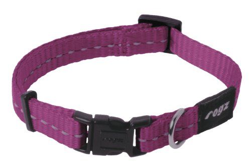 Rogz Utility Small 3/8&quot; Nitelife Side-Release Reflective Dog Collar, Pink