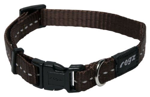Rogz Utility Small 3/8&quot; Nitelife Side-Release Reflective Dog Collar, Chocolate