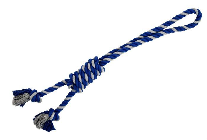 Bud&#39;Z Rope Dog Toy Double Loop And Noose Knot Gray And Blue 27.5&quot;