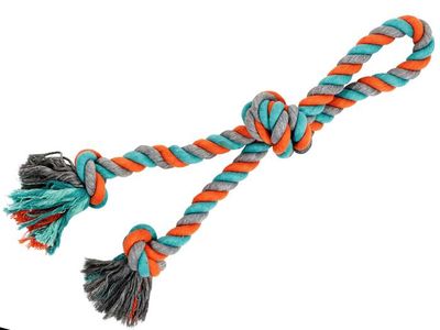 Bud&#39;Z Rope Dog Toy Double With 3 Knots Orange And Blue 23.5&quot;