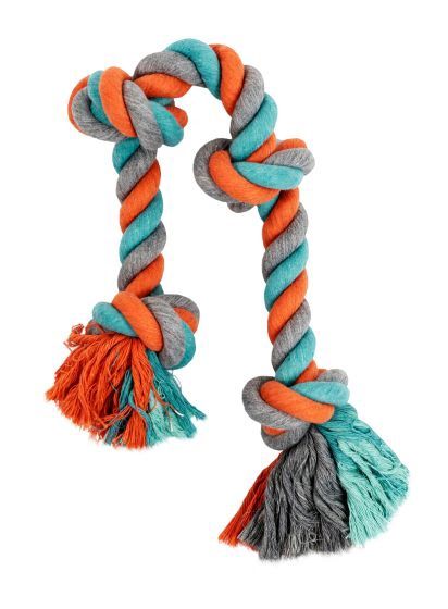 Bud&#39;Z Rope Dog Toy With 4 Knots Orange And Blue 27.5&quot;