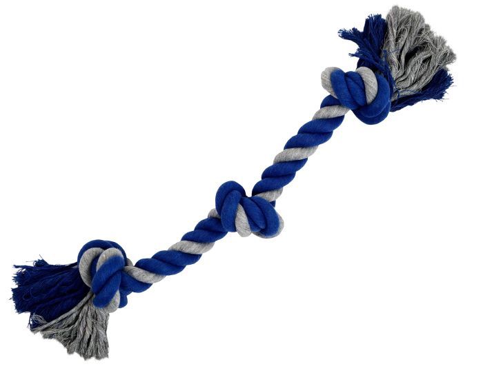 Bud'Z Rope Dog Toy With 3 Knots Gray And Blue 23.5"