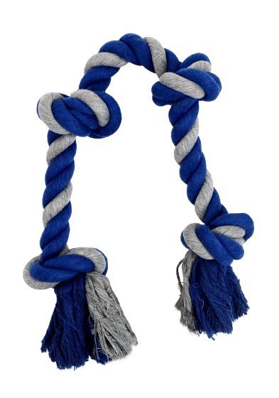 Bud&#39;Z Rope Dog Toy With 4 Knots Gray And Blue 27.5&quot;