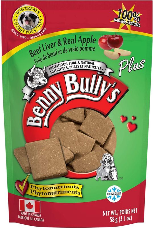 Benny Bully's Freeze-Dried Dog Treats, Liver Plus Beef Liver &amp; Real Apple, 58-gm