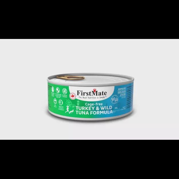 FirstMate Grain Free 50-50 Blend Turkey-Tuna Blend Cat Can 156g