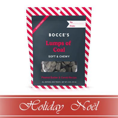 Bocce&#39;s Bakery HOLIDAY Lumps of Coal Peanut Butter &amp; Carob Recipe Soft &amp; Chewy Dog Treats 6oz