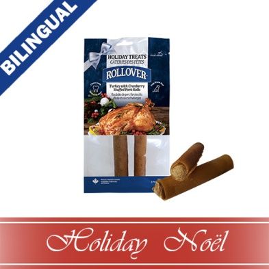 Rollover© Holiday Stuffed Porkhide Turkey &amp; Cranberry Dog Treat