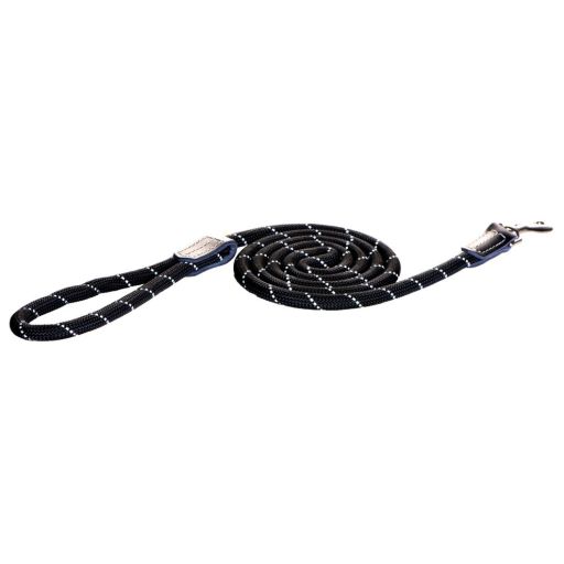 Rogz Rope Long Fixed Dog Lead(1.8m x 12mm, Black)