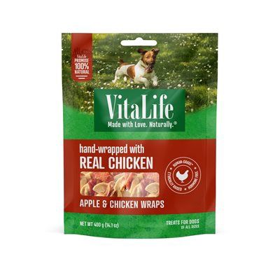VitaLife Dog Jerky Treats Apple &amp; Chicken Wraps 400g