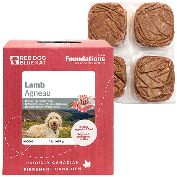 RED DOG BLUE KAT Foundations Raw Lamb Recipe Frozen Dog Food 1 x 4 x 0.25 lb