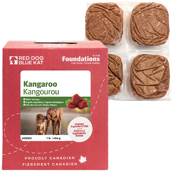 RED DOG BLUE KAT Foundations Raw Kangaroo Recipe Frozen Dog Food 1 x 4 x 0.25 lb