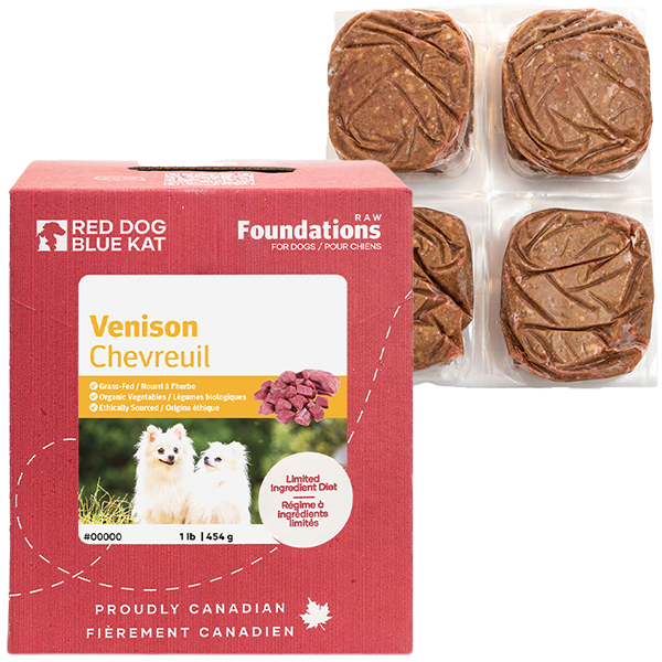 RED DOG BLUE KAT Foundations Raw Venison Recipe Frozen Dog Food 1 x 4 x 0.25 lb