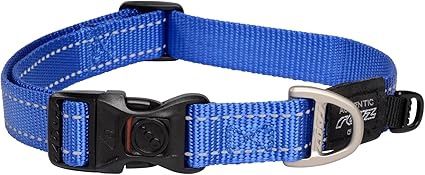 Rogz Utility Large 3/4" Fanbelt Side-Release Reflective Dog Collar, Blue