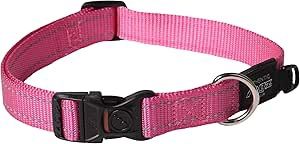 Rogz Utility Large 3/4" Fanbelt Side-Release Reflective Dog Collar, Pink