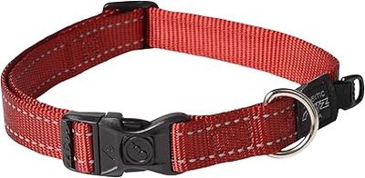 Rogz Utility Large 3/4" Fanbelt Side-Release Reflective Dog Collar, Red