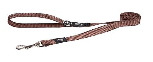 Reflective Dog Leash for Large Dogs, 3/4" Wide, 6' Long, Brown