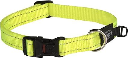 Rogz Utility Large 3/4" Fanbelt Side-Release Reflective Dog Collar, Yellow