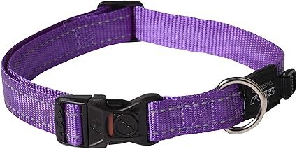Rogz Utility Large 3/4" Fanbelt Side-Release Reflective Dog Collar, Purple
