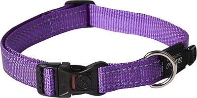 Rogz Utility Large 3/4" Fanbelt Side-Release Reflective Dog Collar, Purple
