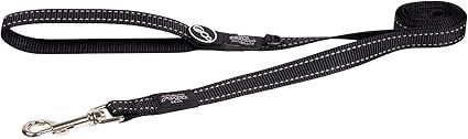 Rogz Utility Large 3/4" Fanbelt Fixed 6' Long Reflective Dog Leash, Black