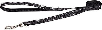 Rogz Utility Large 3/4" Fanbelt Fixed 6' Long Reflective Dog Leash, Black