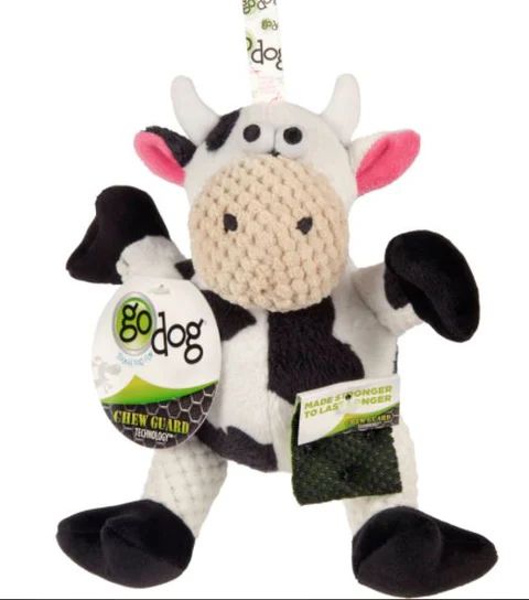 GoDog Checkers Sitting Cow Dog Toy Small