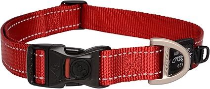 Rogz Utility Extra Large 1" Lumberjack Side-Release Reflective Dog Collar, Red