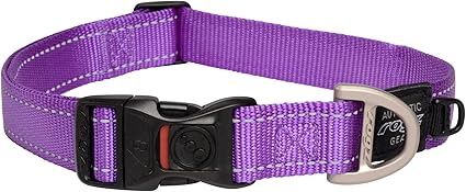 Rogz Utility Extra Large 1" Lumberjack Side-Release Reflective Dog Collar, Purple