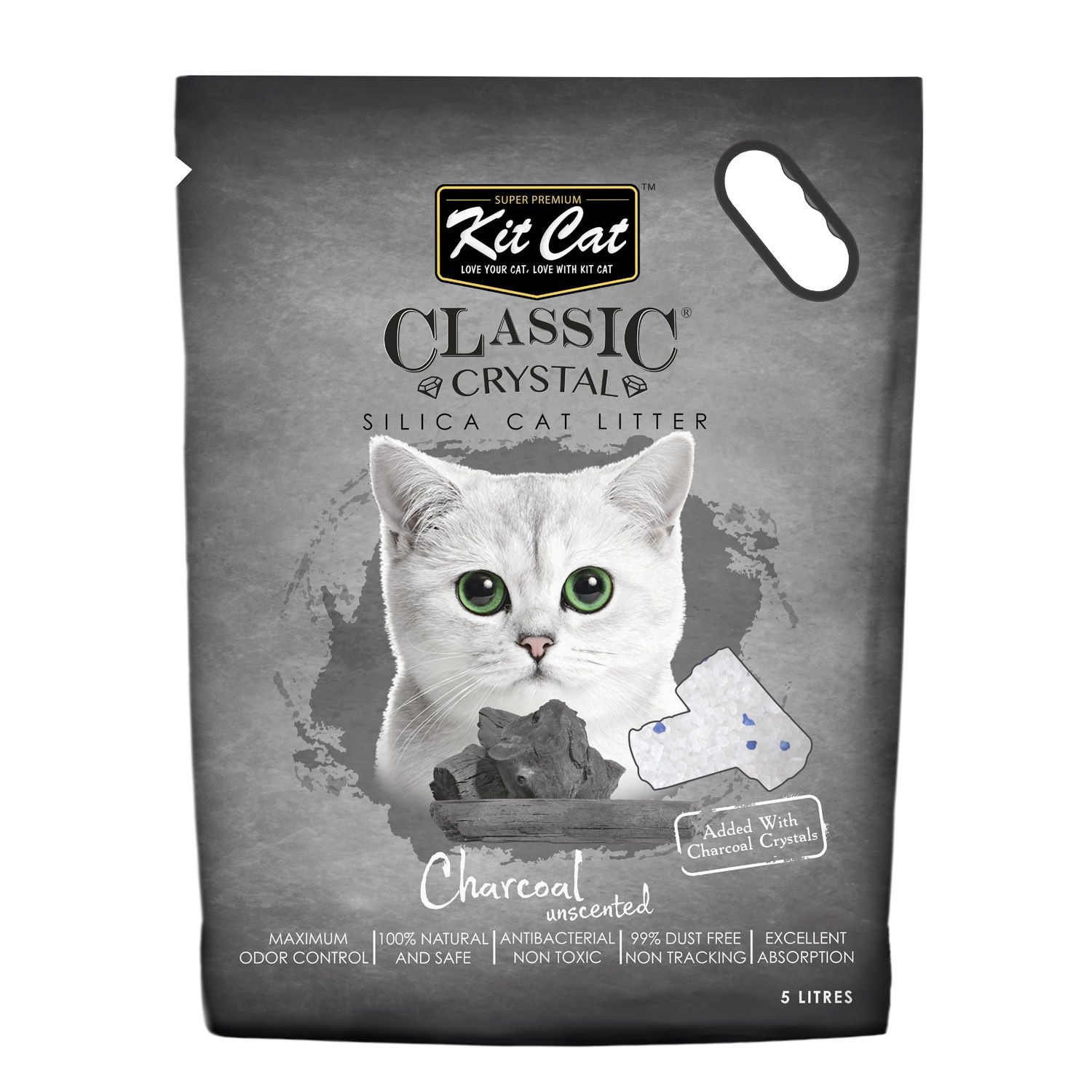 Kit Cat® Classic® Crystal Silica Cat Litter Charcoal Unscented 2.1kg