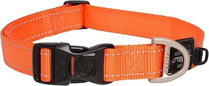 Rogz Utility Extra Large 1" Lumberjack Side-Release Reflective Dog Collar, Orange