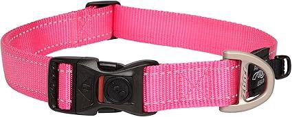 Rogz Utility Extra Large 1" Lumberjack Side-Release Reflective Dog Collar, Pink